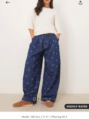 ASOS Navy Polka Dot Wide-Leg Jeans